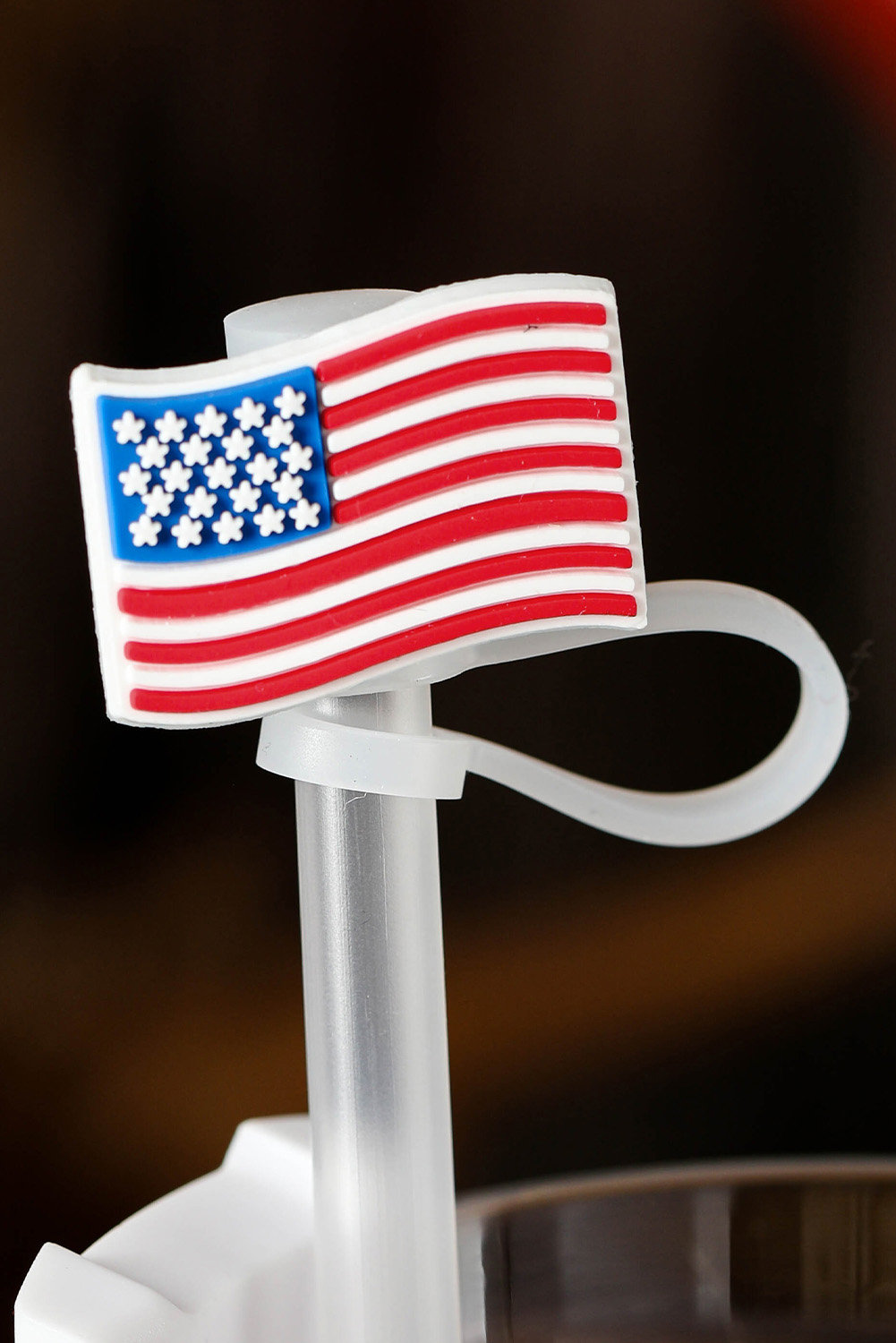 White American Flag Print PVC Soft Plastic Straw Lid - loveforevers