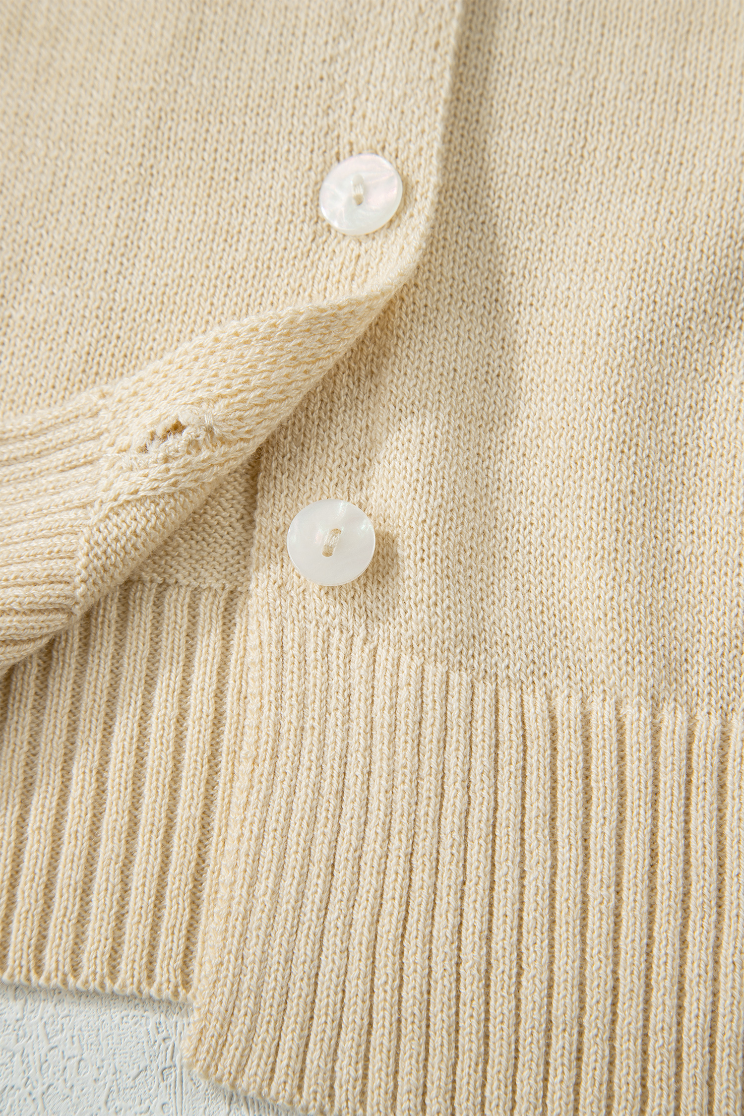 Apricot Buttoned Front Rolled Hem Cap Sleeve Sweater Top - loveforevers