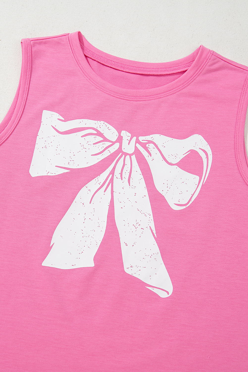 Sachet Pink Bow Print Boxy Fit Tank Top - loveforevers