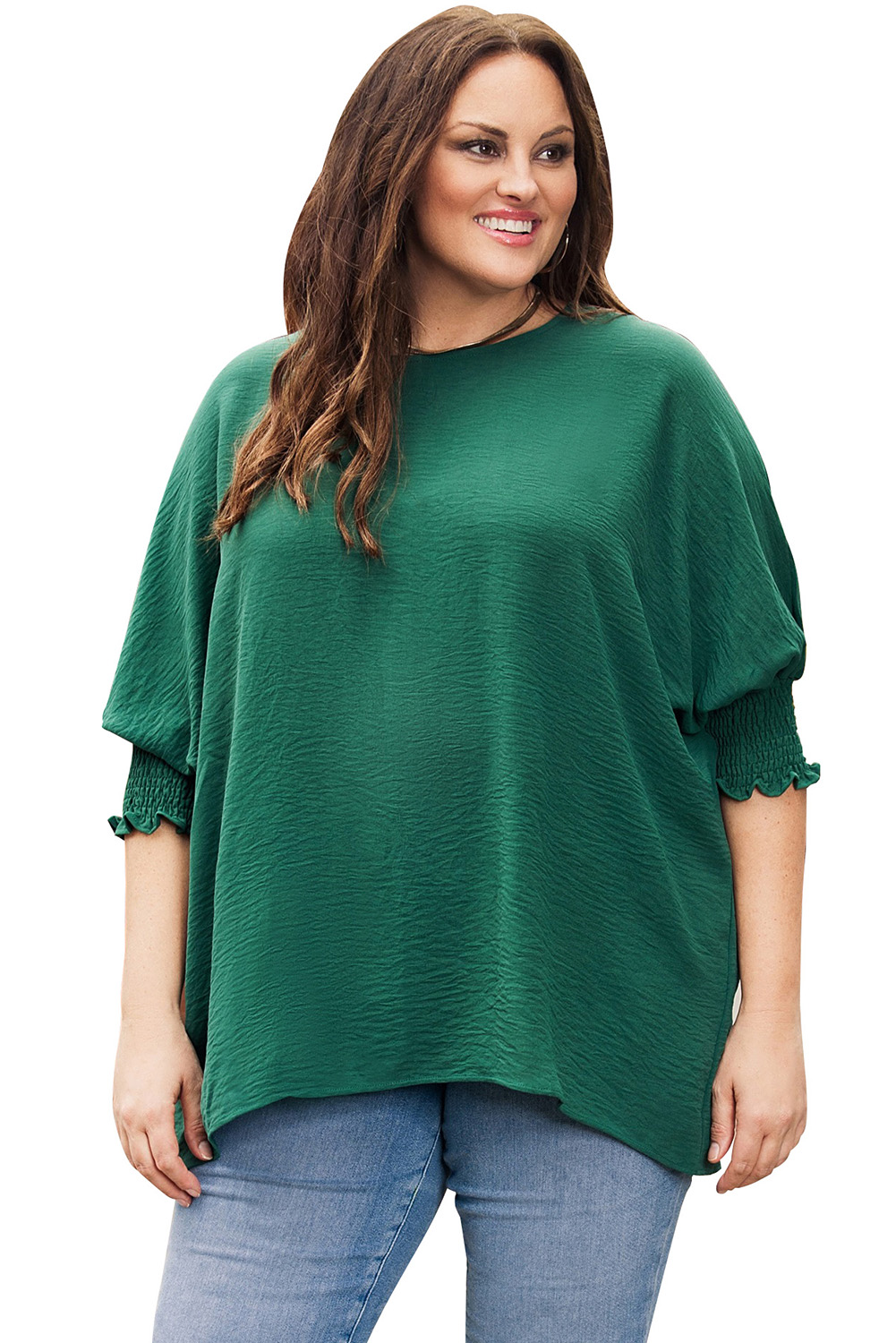 Green Smocked Wrist Shift Top - loveforevers
