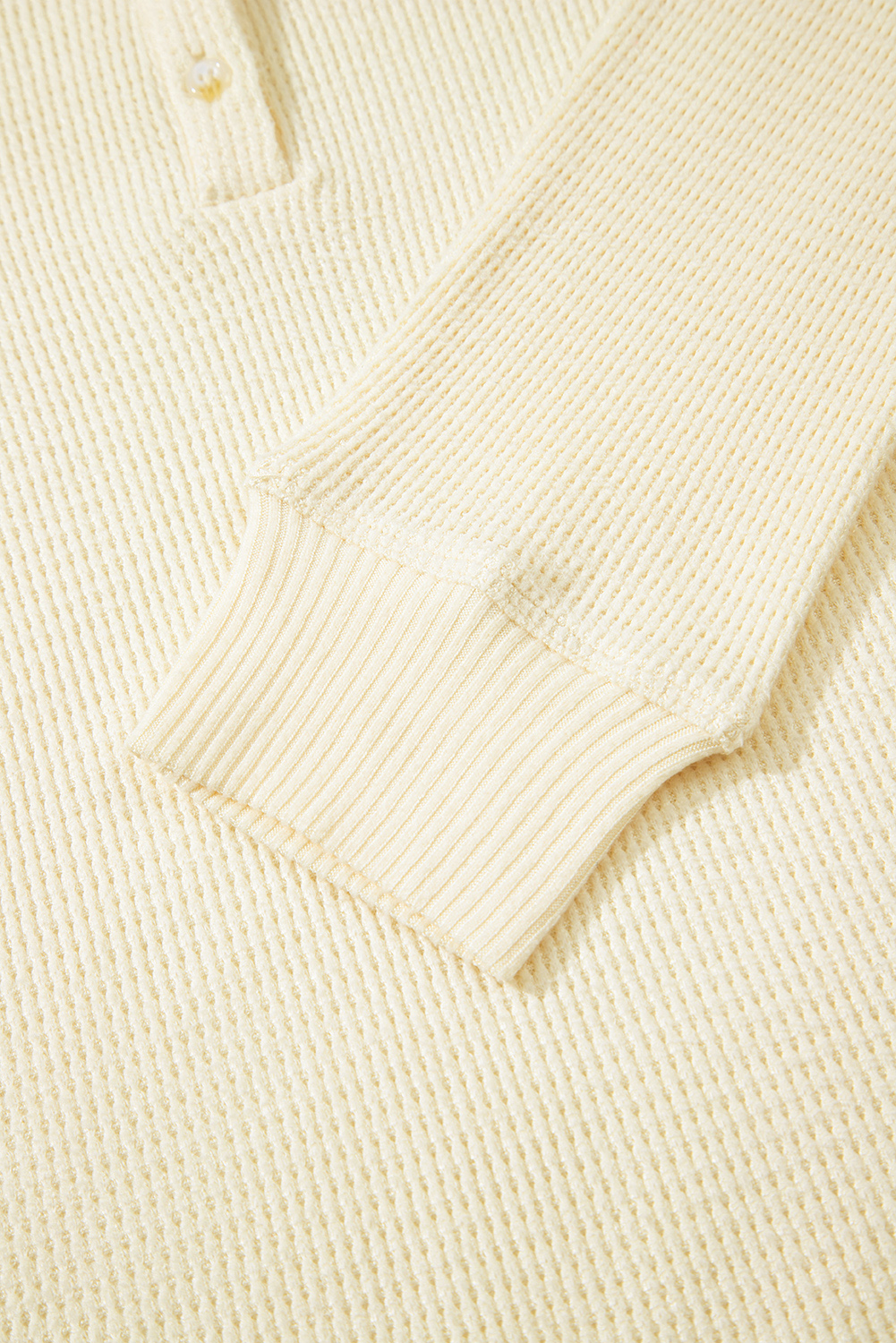 Oatmeal Textured Knit Half Buttons Henley Top - loveforevers