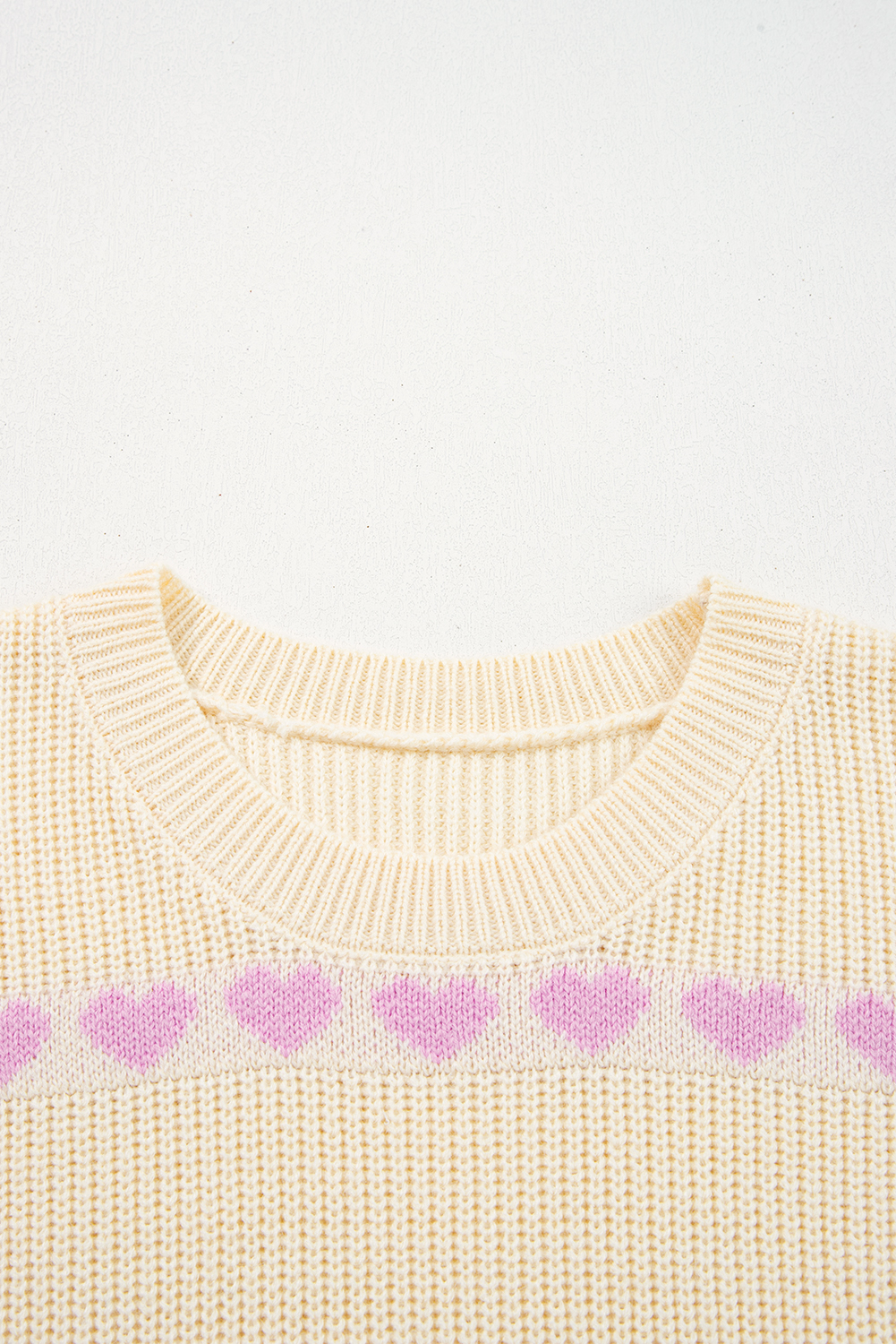 Pink Heart Pattern Valentine Ribbed Knit Sweater - loveforevers
