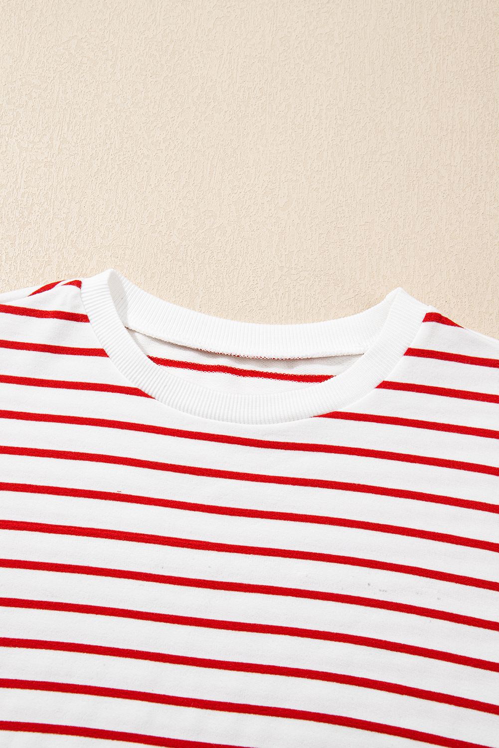 Burgundy Striped Long Sleeve Round Neck Loose Top - loveforevers