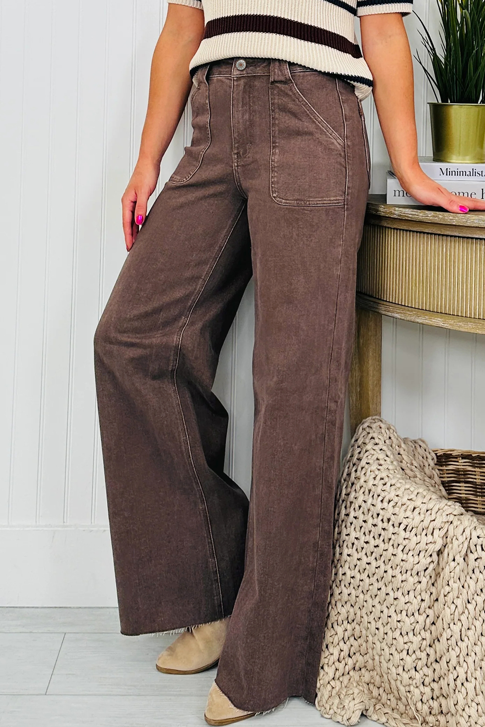 Dusk Blue Retro Washed Patch Pocket Loose Jeans - loveforevers