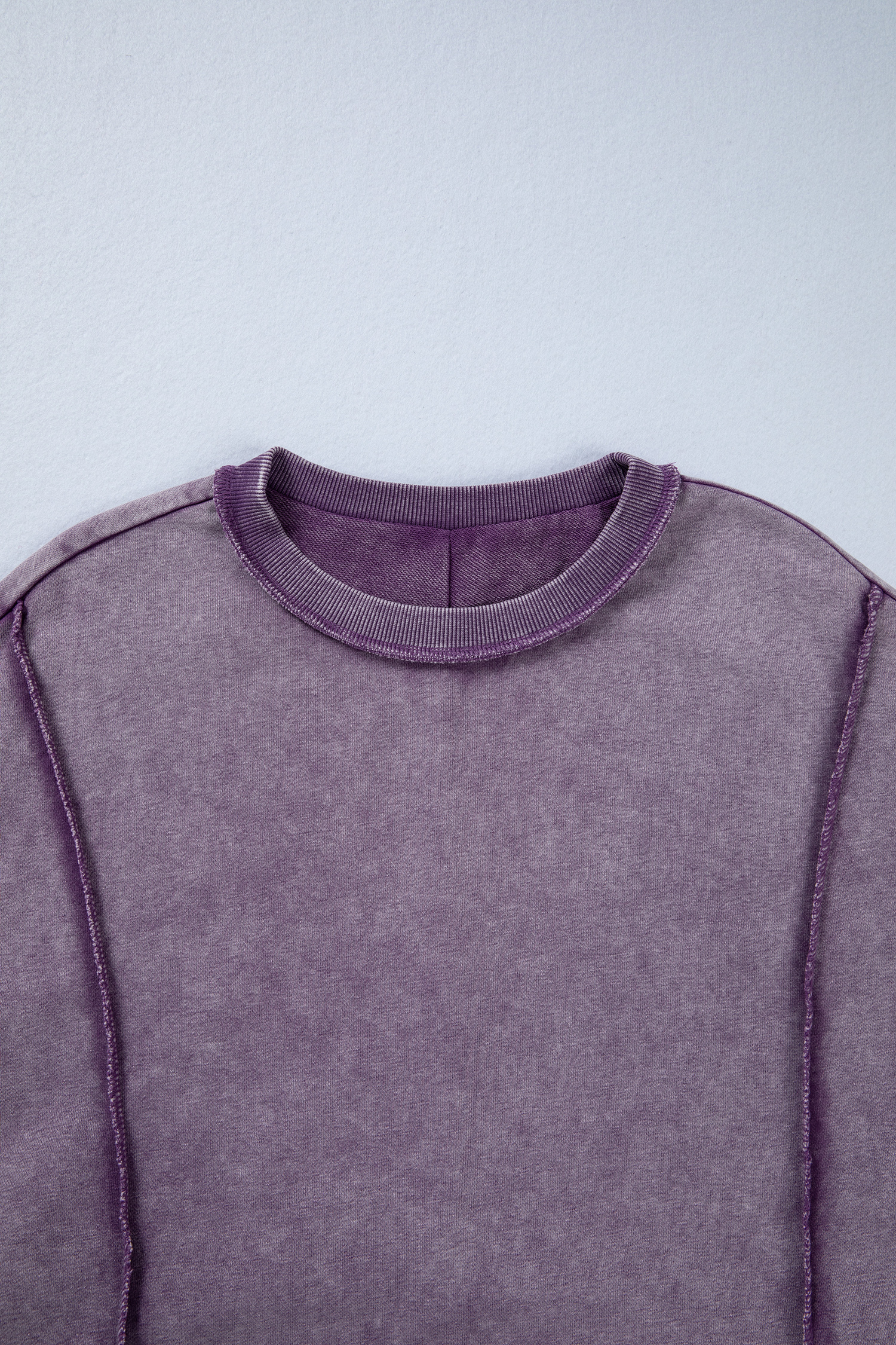Valerian Mineral Wash Exposed Seam Side Slit Sweatshirt - loveforevers