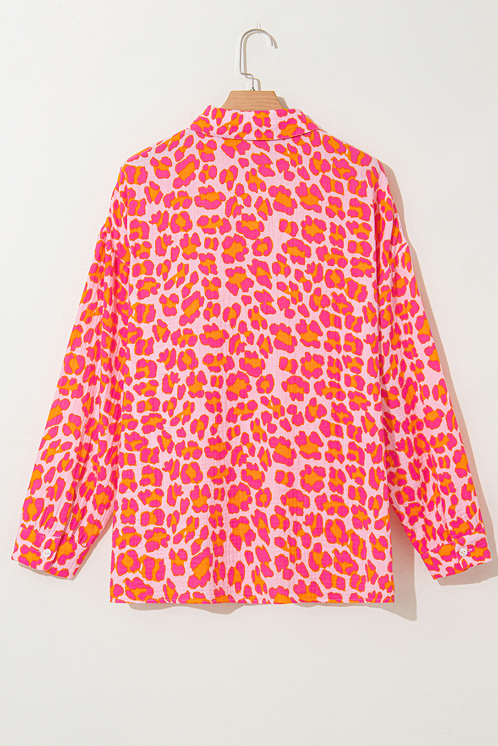 Rose Leopard Printed Button Up Loose Shirt - loveforevers