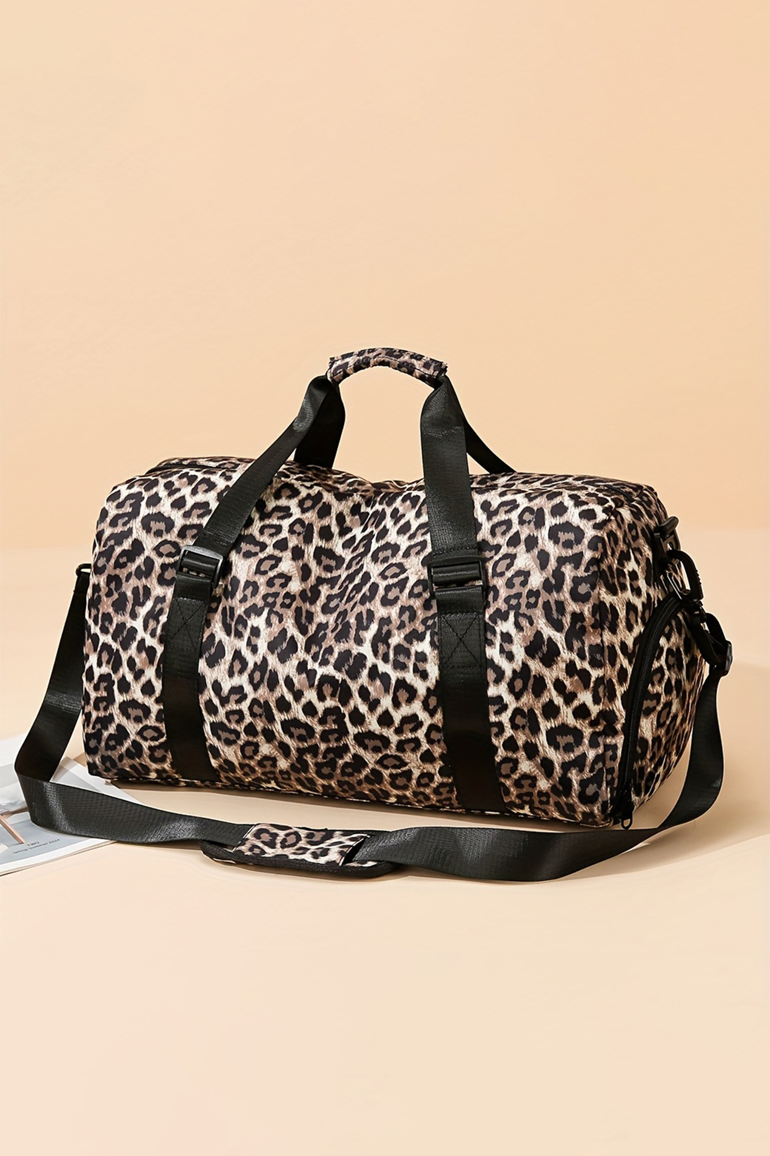 Coffee Leopard Large Travel Duffel Bag - loveforevers