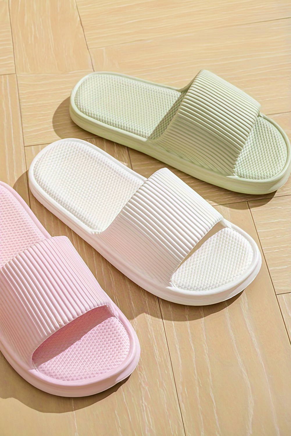 White Textured Thick Sole Soft EVA Home Slippers - loveforevers