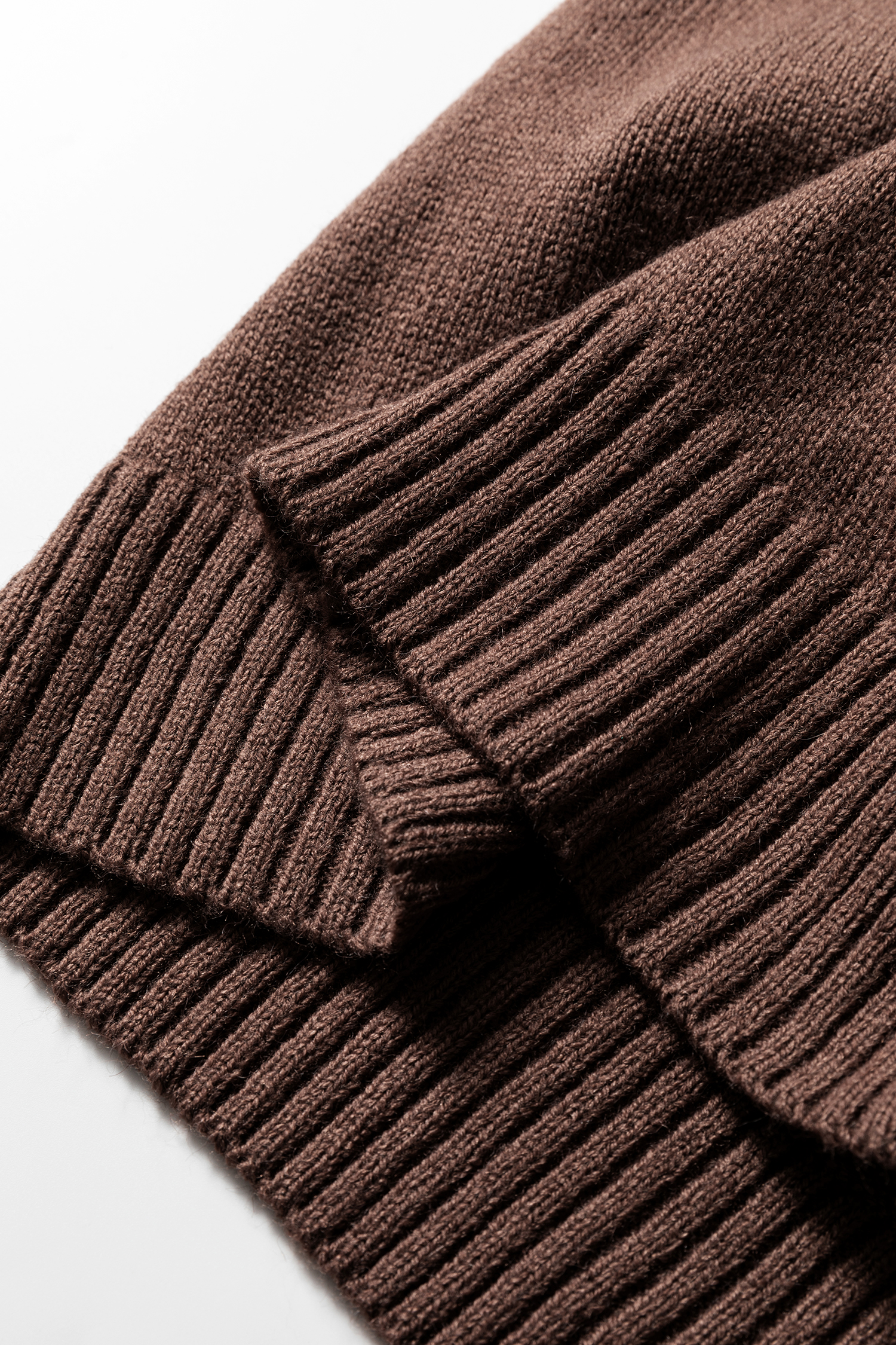 Dark Brown Ribbed Deep V Neckline Front Pocketed Loose Tunic Sweater Vest - loveforevers