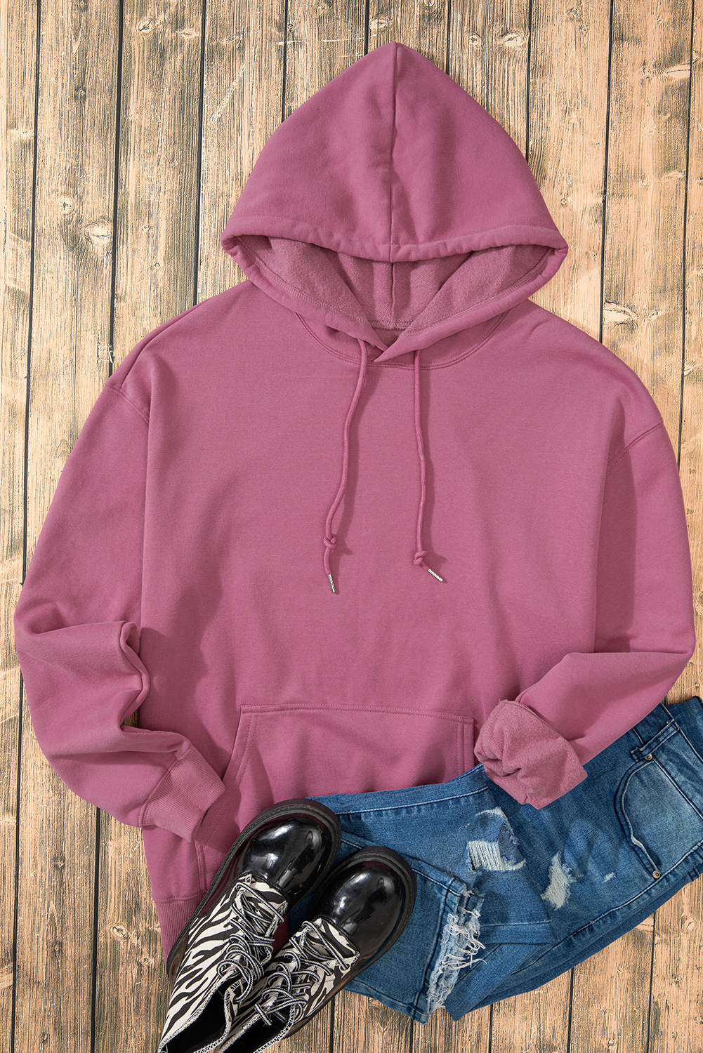 Valerian Fleece Lined Kangaroo Pocket Drawstring Chunky Hoodie - loveforevers