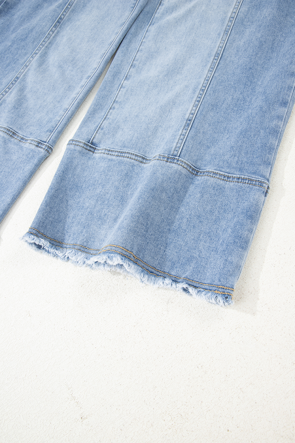 Beau Blue Drawstring Seam Detail Raw Hem Wide Leg Denim Pants - loveforevers