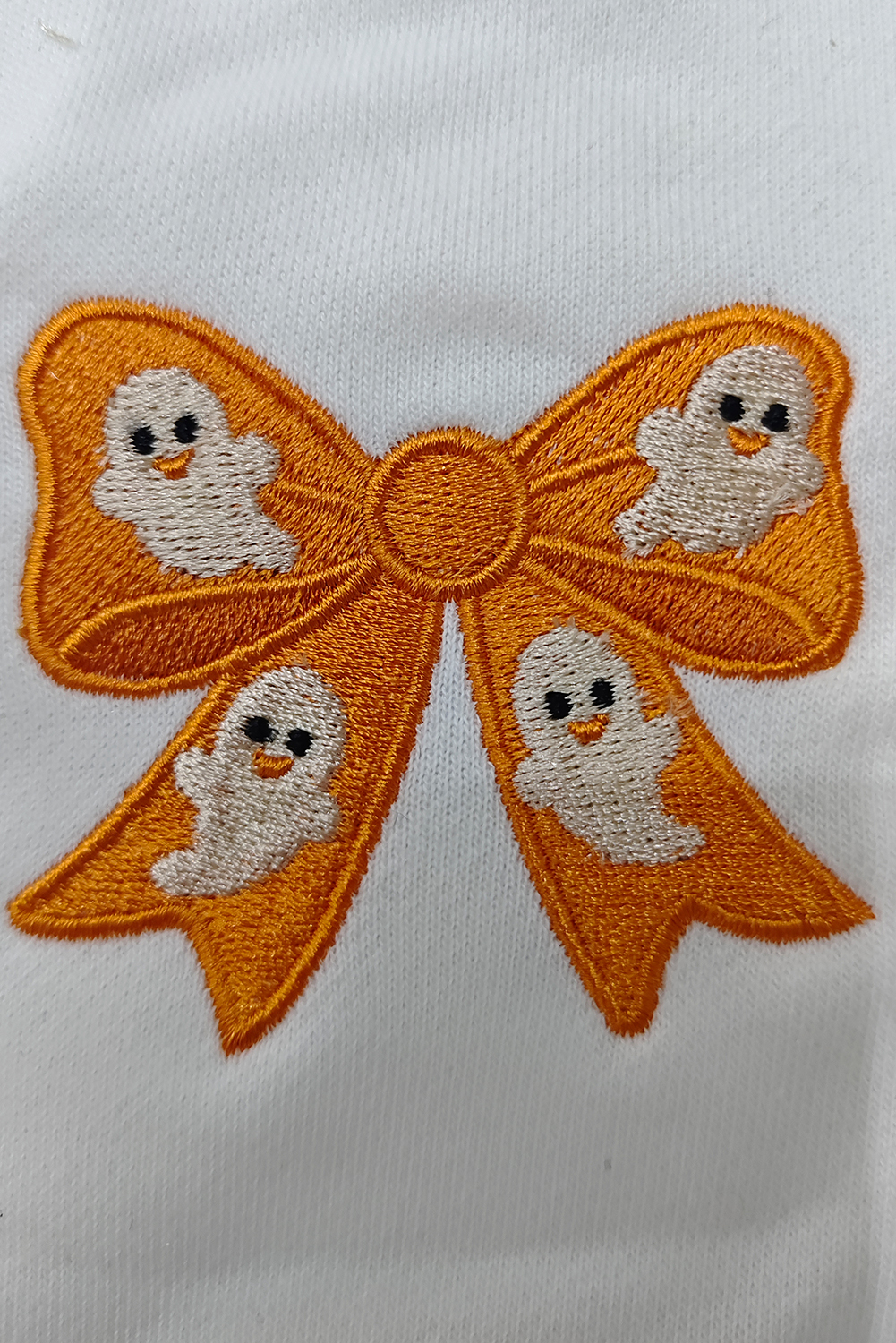 White Cute Halloween Ghost Bow Embroidered Graphic Sweatshirt - loveforevers