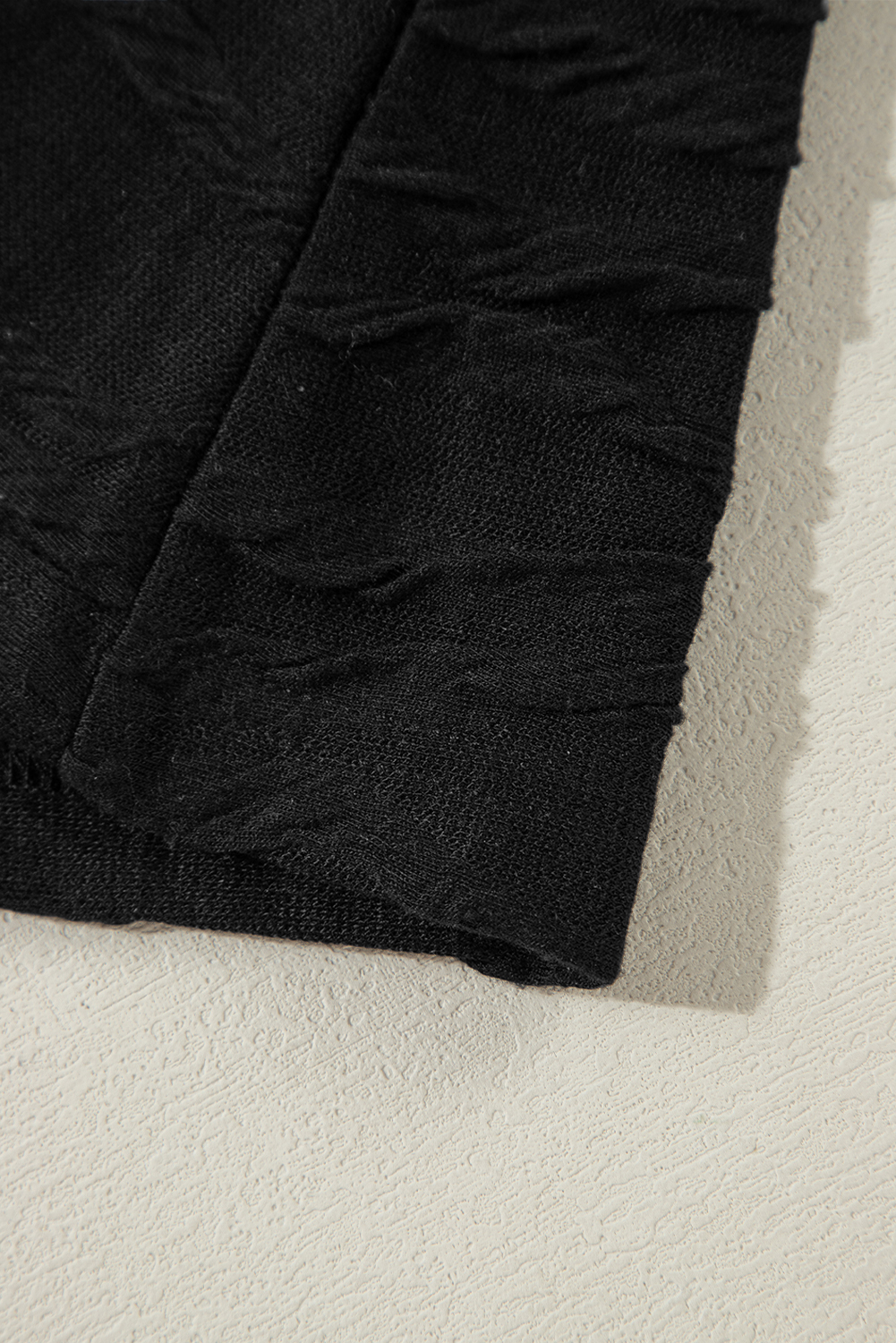 Black Solid Wavy Textured Slim Fit Long Sleeve T Shirt - loveforevers