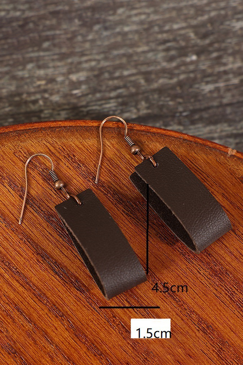 Dark Brown Circle PU Leather Drop Earrings - loveforevers