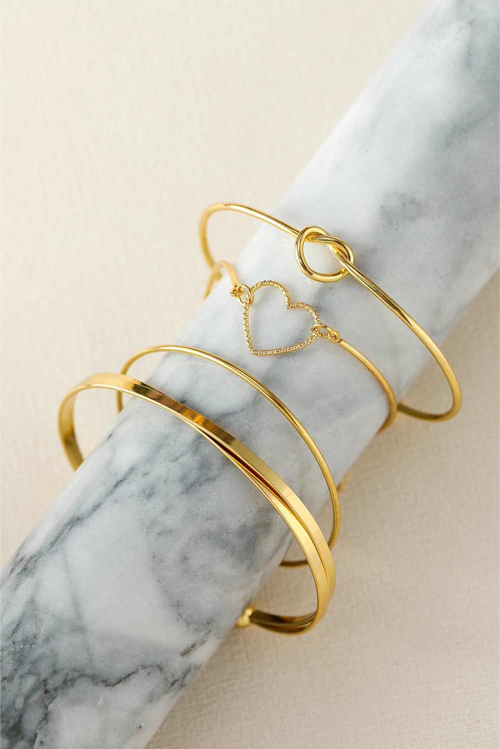 Gold Love Geometric Cross Plated Bracelet 4-piece Set - loveforevers