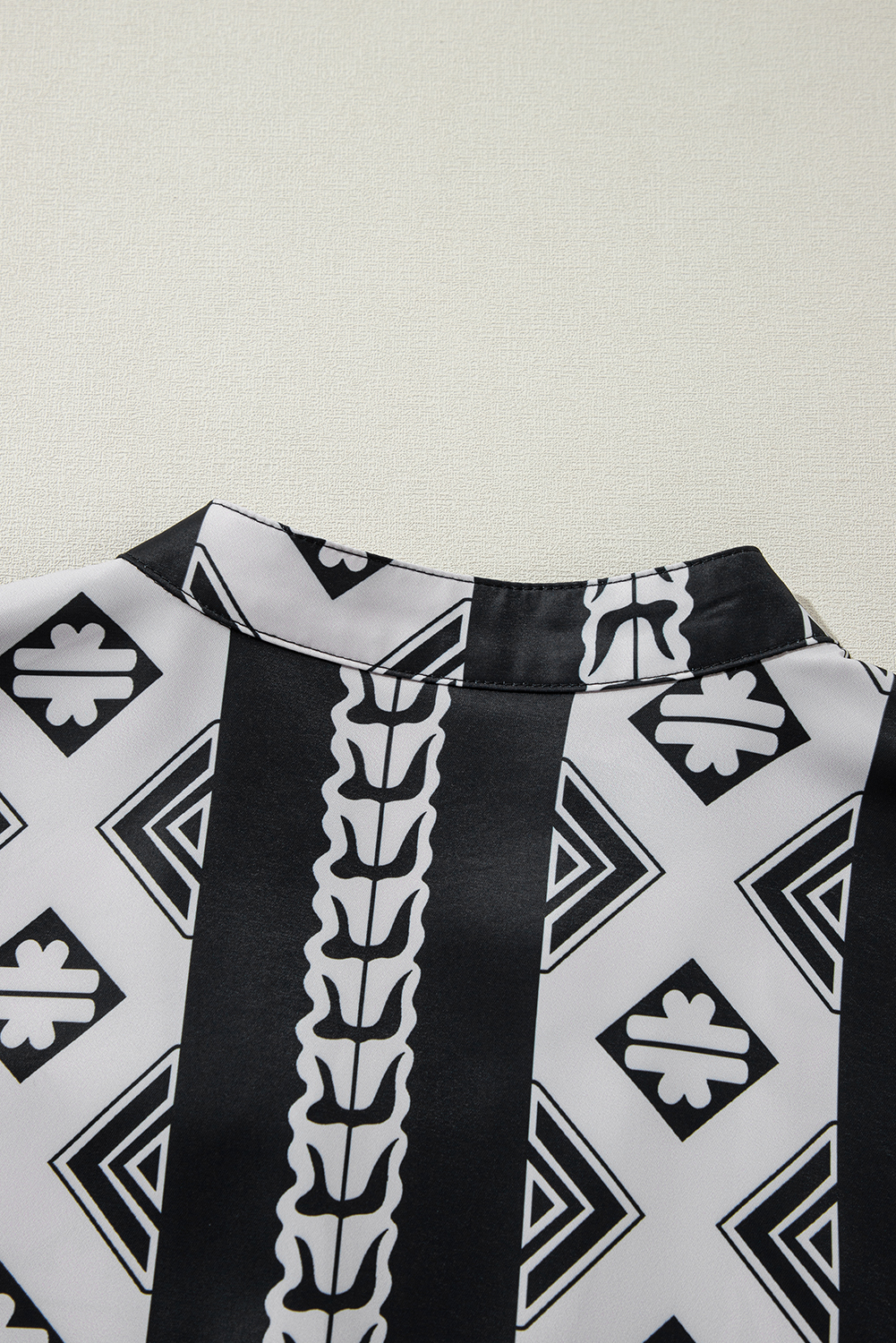 Black Geometric Print V Neck Ruffled Dress - loveforevers