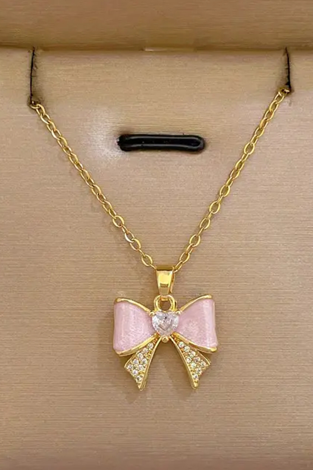 Gold Bow Knot Rhinestone Plated Choker Necklace - loveforevers