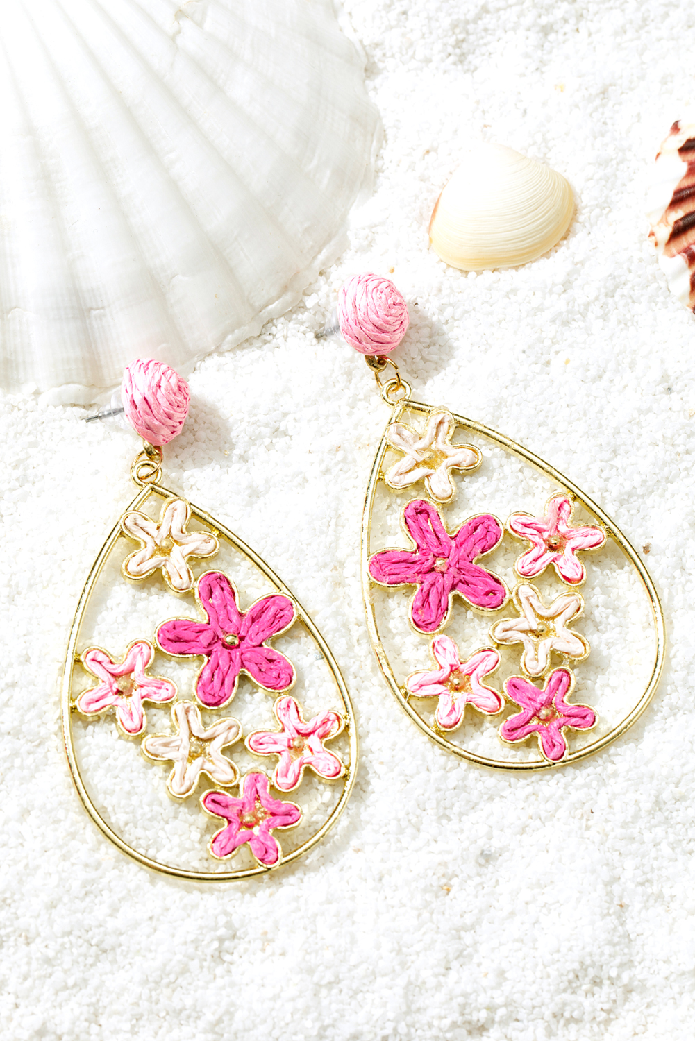 Rose Red Flower Plaited Gold Plated Waterdrop Earrings - loveforevers