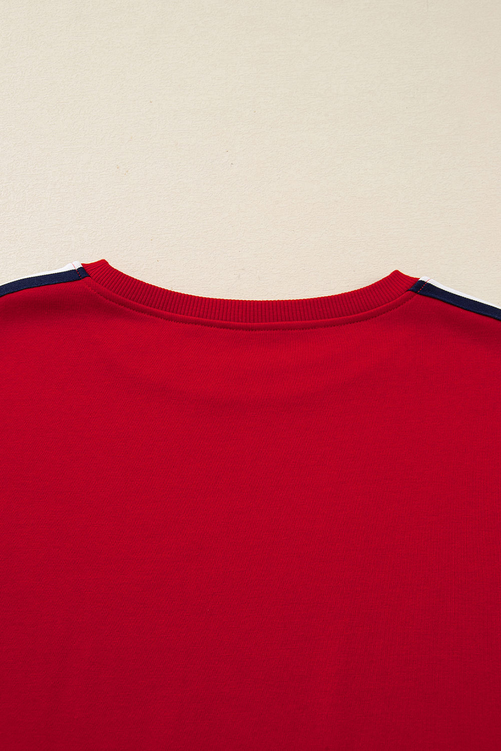 Fiery Red Contrast Striped Detail Varsity Sweatshirt - loveforevers