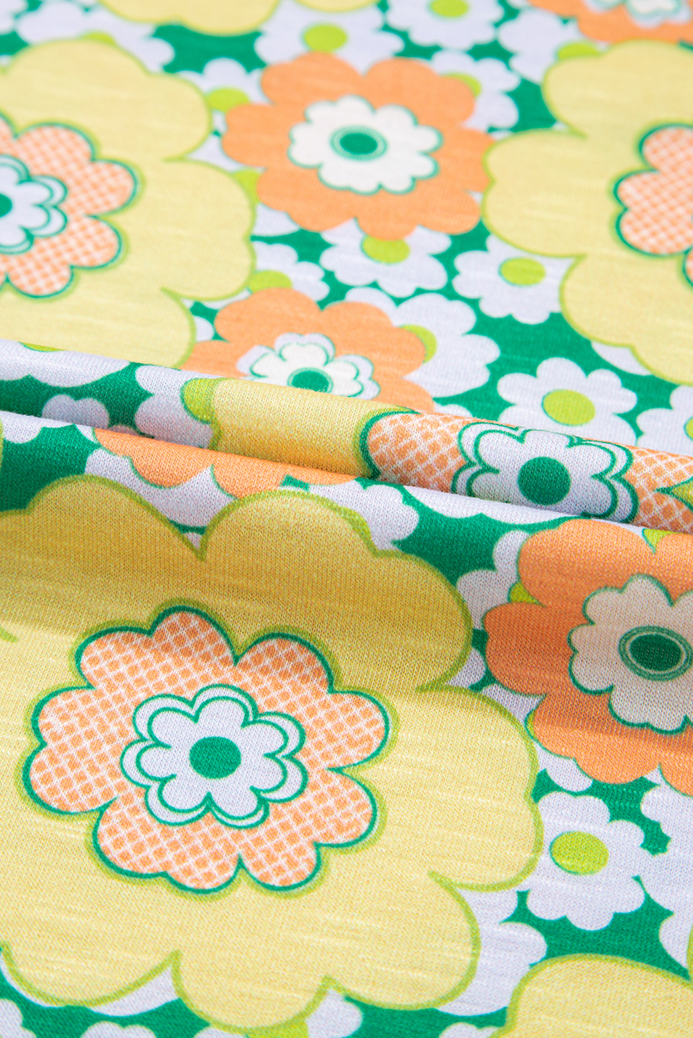 Yellow Summer Flower Printed Drop Shoulder Loose T Shirt - loveforevers