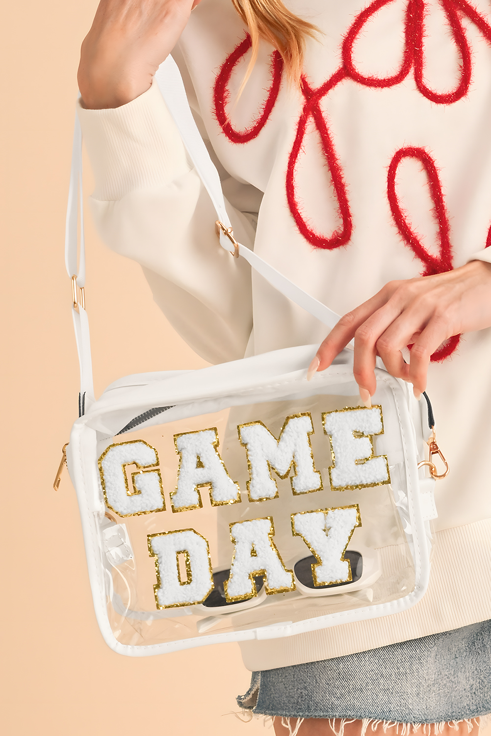 Black GAME DAY Rugby Football Clear Shoulder Bag - loveforevers