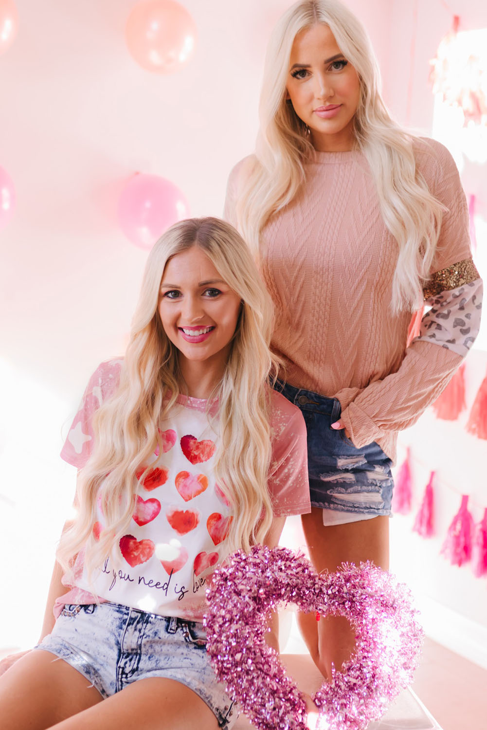 Pink Leopard Sequin Splicing Sleeves Textured Knit Top - loveforevers