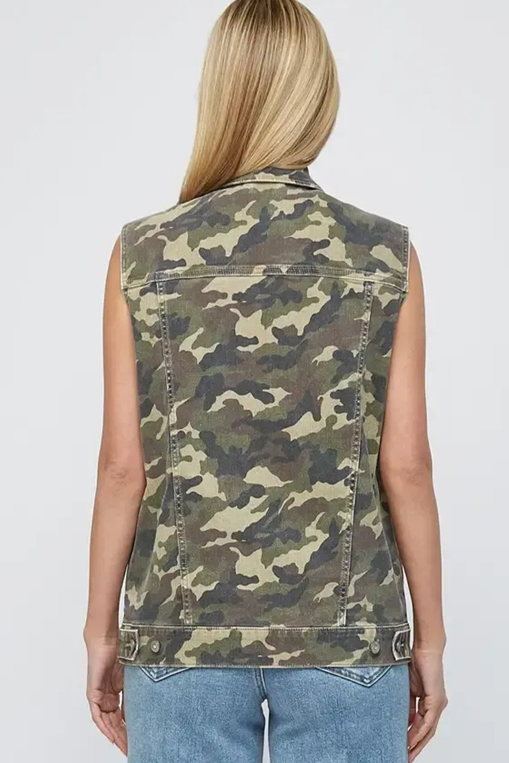 Green Camo Cargo Denim Vest - loveforevers