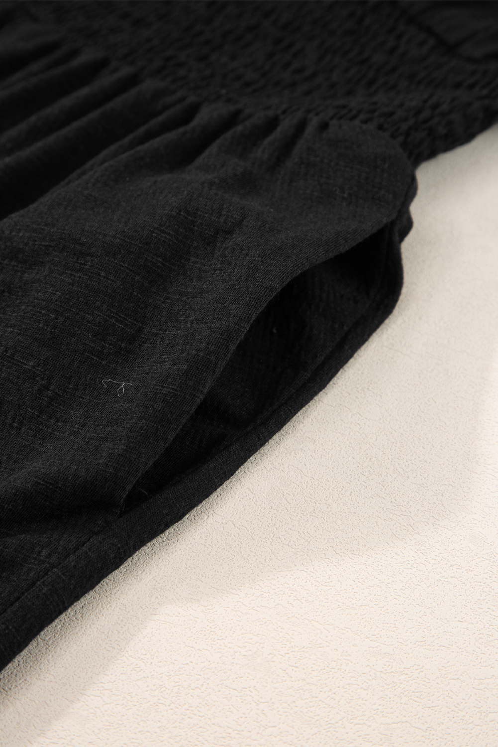 Black Shirred High Waist Sleeveless V Neck Jumpsuit - loveforevers