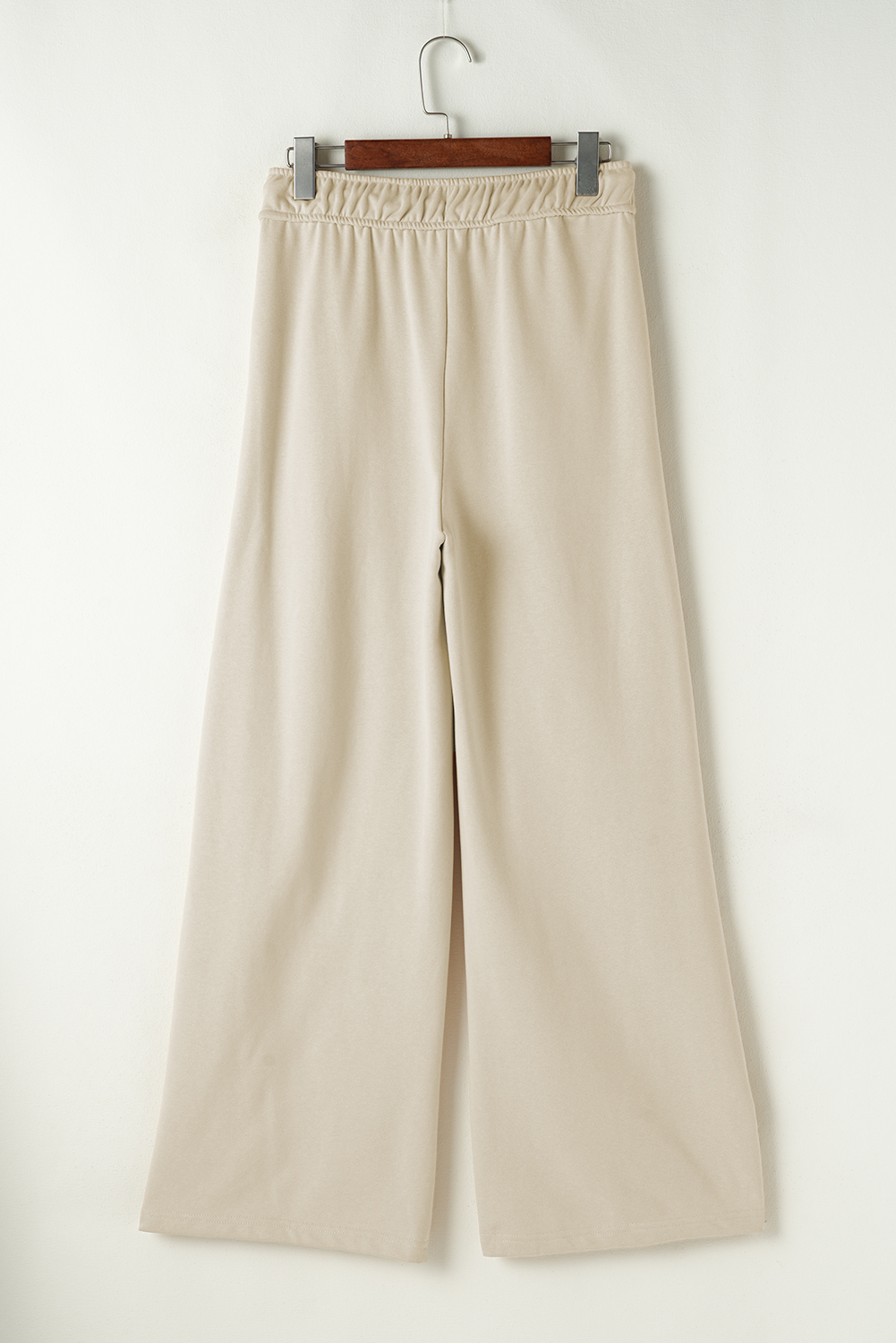 Apricot Loop Drawstring Elastic Waistband Casual Wide Leg Pants - loveforevers