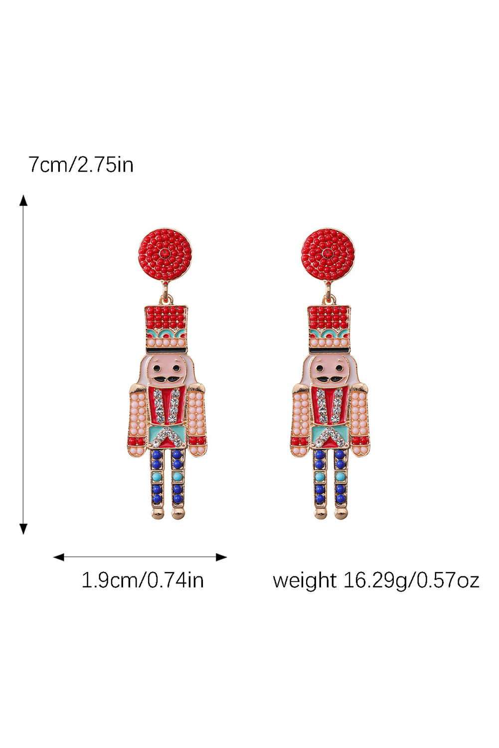 Racing Red Beaded Christmas Nutcracker Earrings - loveforevers