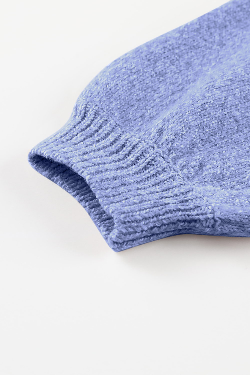 Sky Blue Eyelet Pattern Detail V Neck Drop Shoulder Sweater - loveforevers