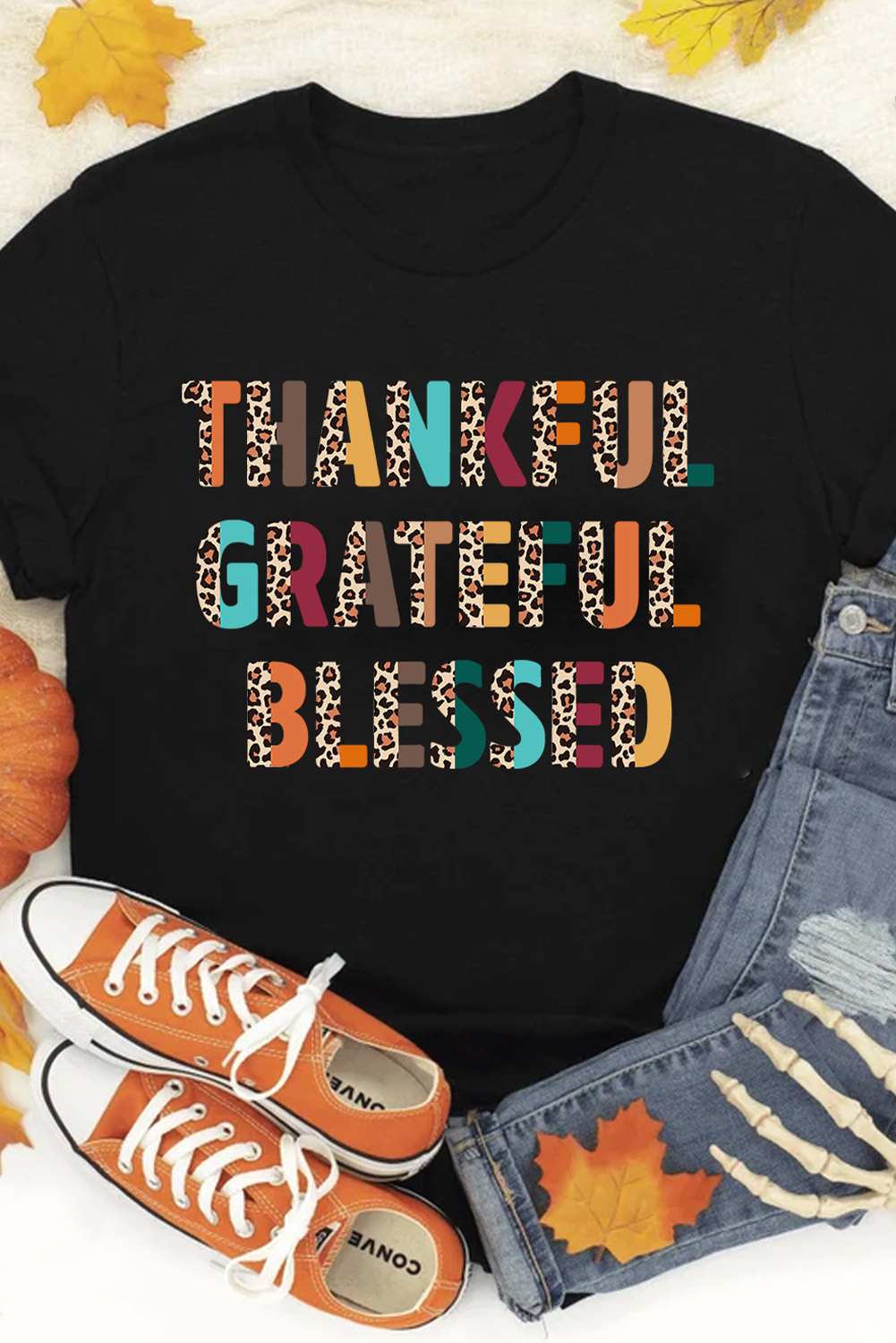 White Thanksgiving Slogan Print Crew Neck T Shirt - loveforevers