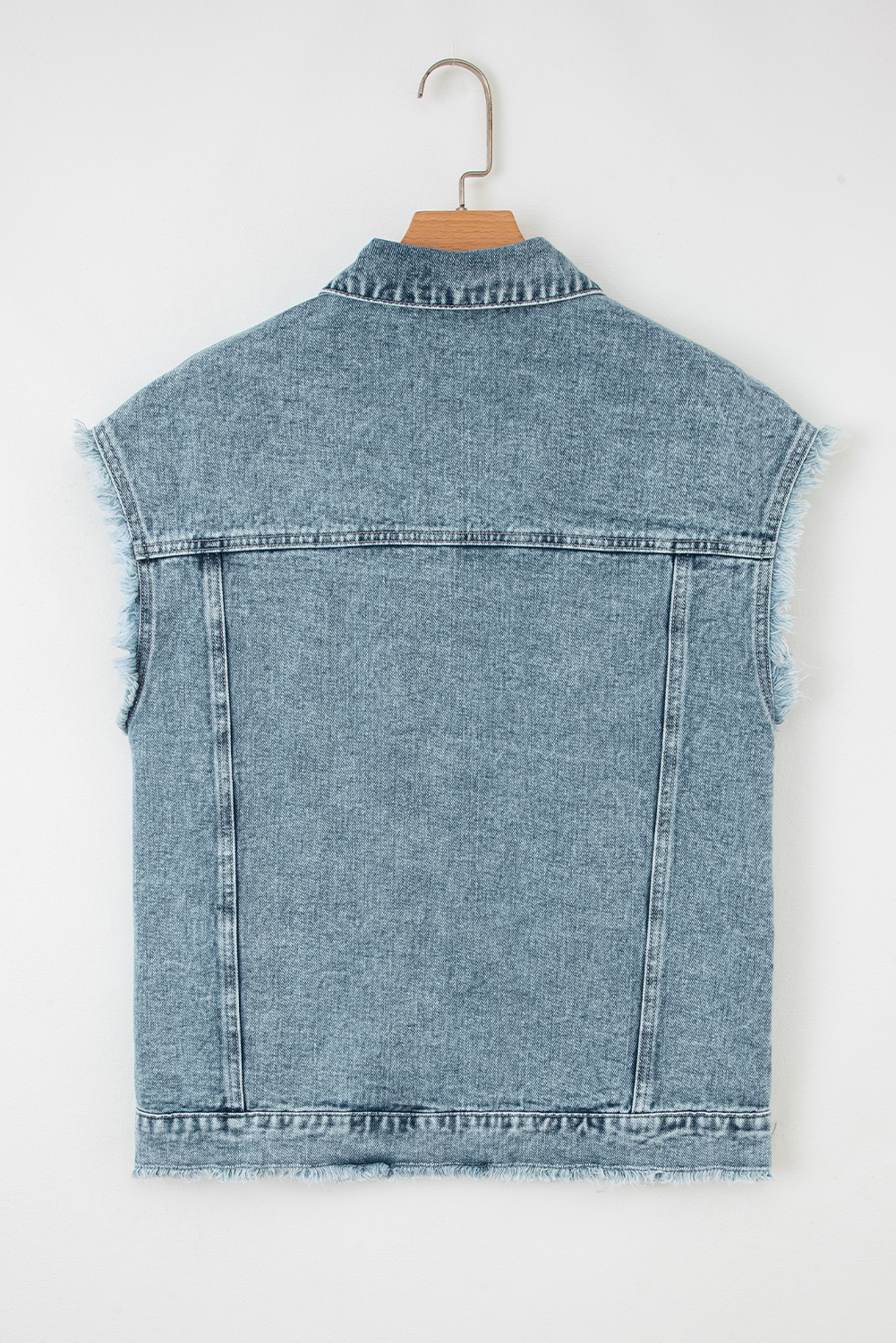 Myosotis Button Flap Pocket Frayed Detail Denim Vest - loveforevers