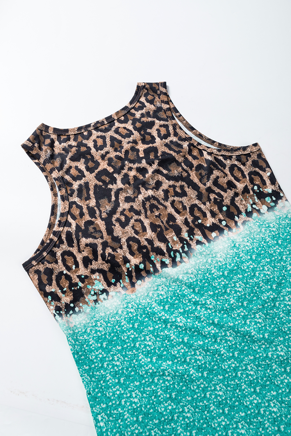 Light Blue Bleached Leopard Tie-dye Print Tank Top - loveforevers