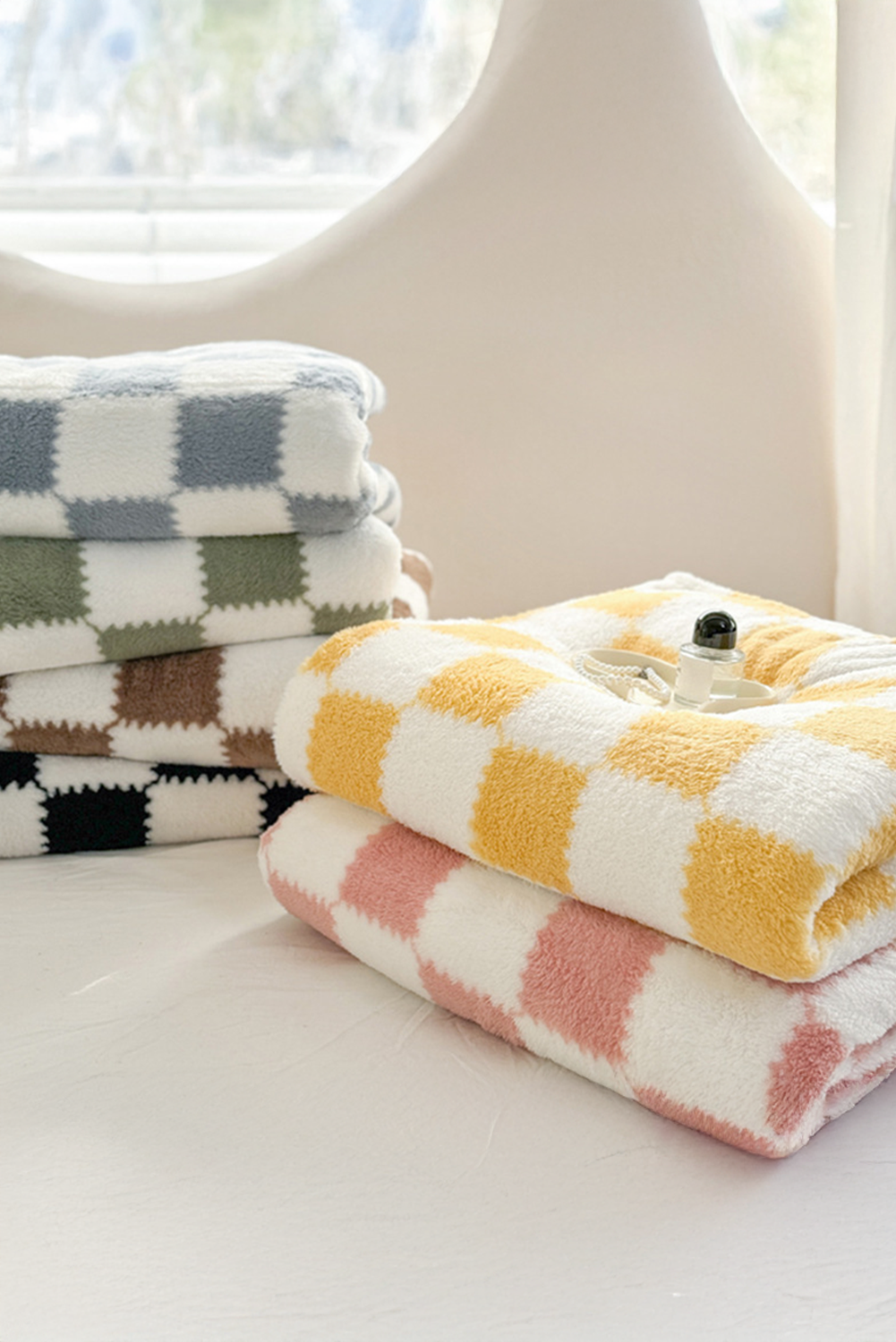 Pink Checkered Soft Plush Large Blanket - loveforevers