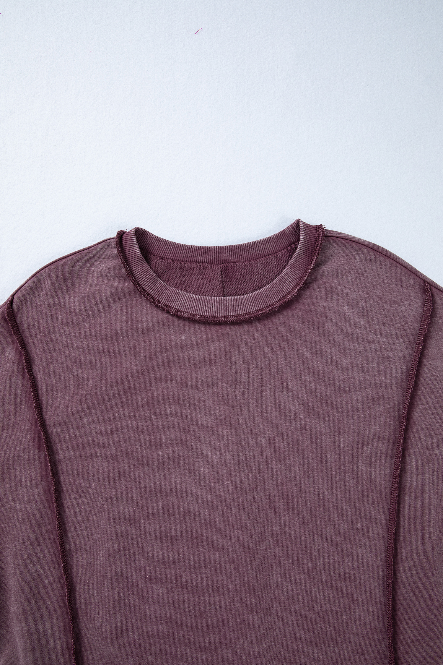 Valerian Mineral Wash Exposed Seam Side Slit Sweatshirt - loveforevers