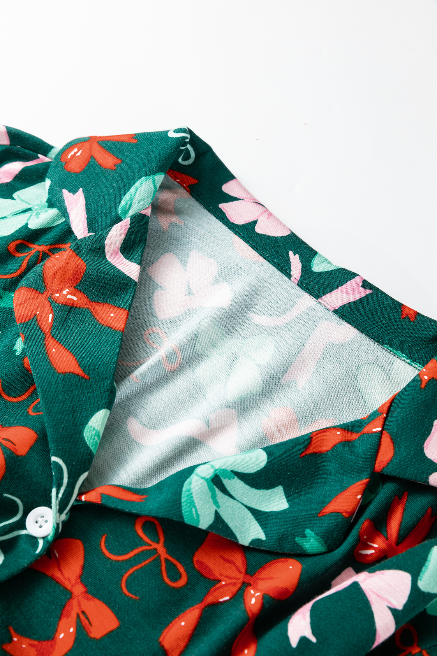 Green Festive Bow Print 2pcs Pajama Pant Set - loveforevers