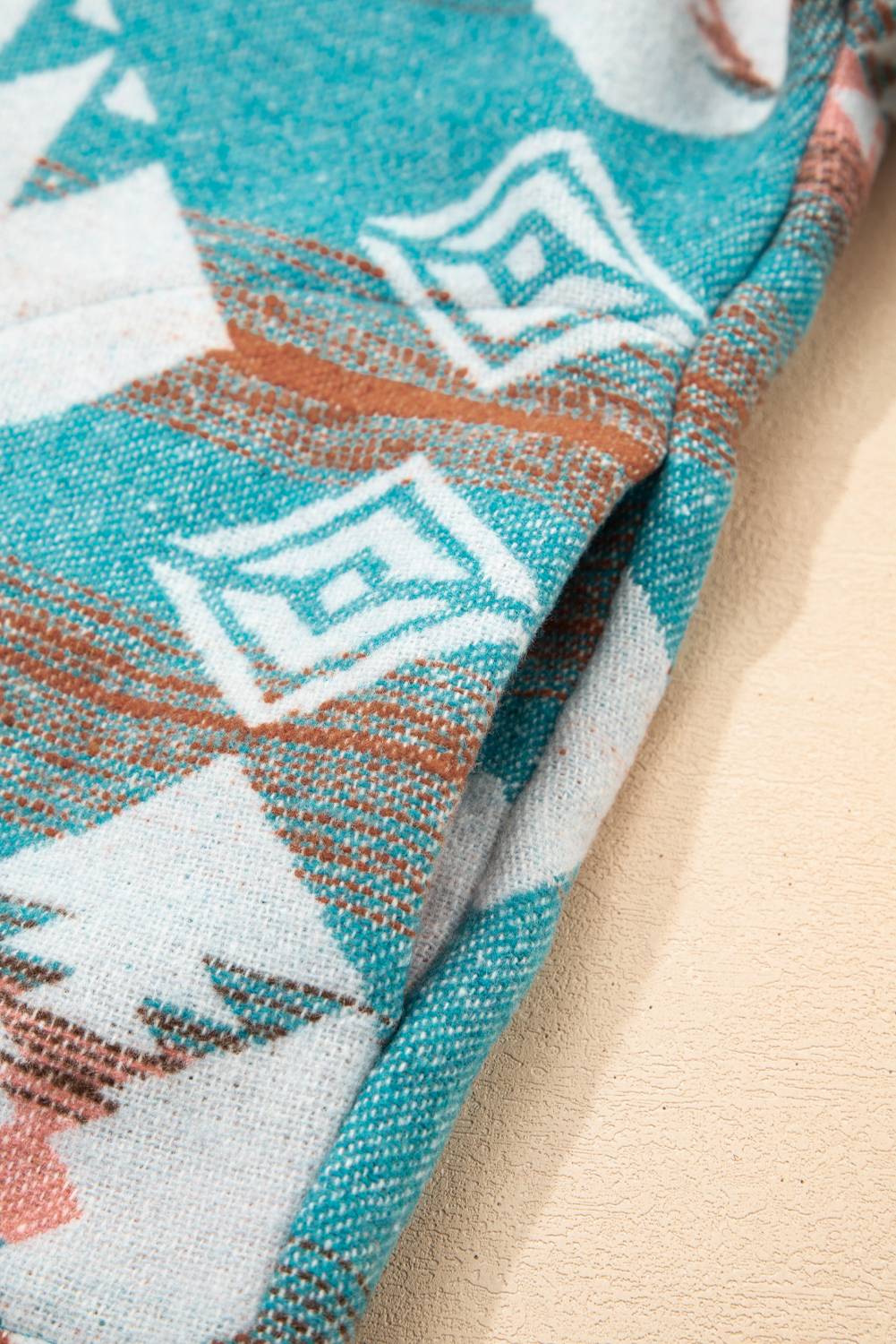 Green Quarter Zip Elastic Cuffs Aztec Sweatshirt - loveforevers