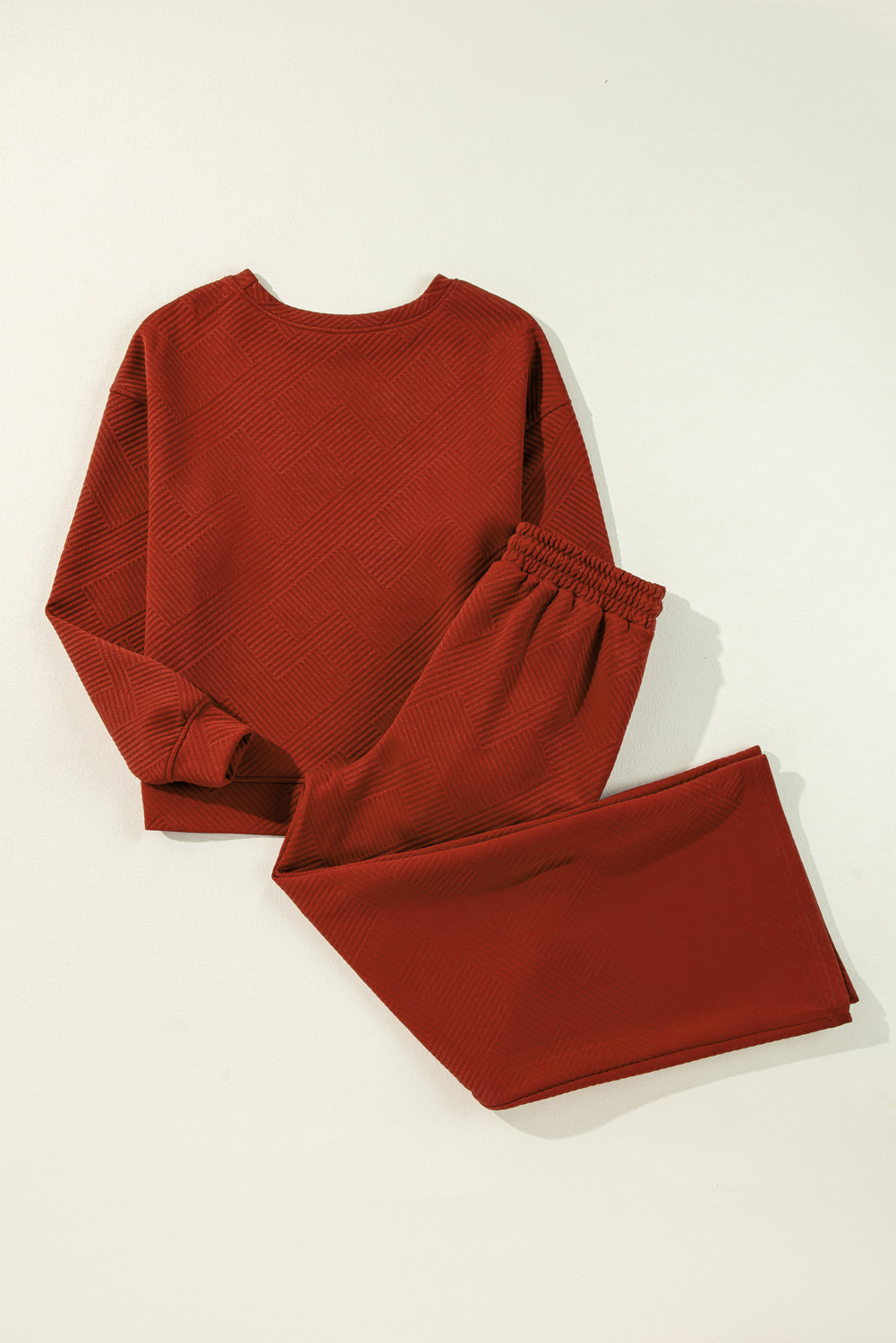 Red Dahlia Ultra Loose Textured 2pcs Slouchy Outfit - loveforevers