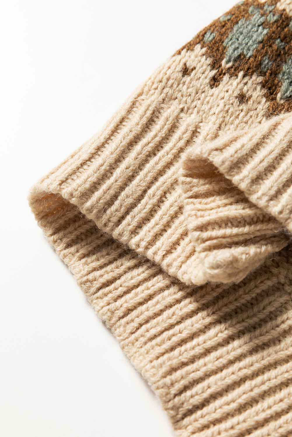Khaki Western Pattern Knitted Button V Neck Cardigan Sweater - loveforevers
