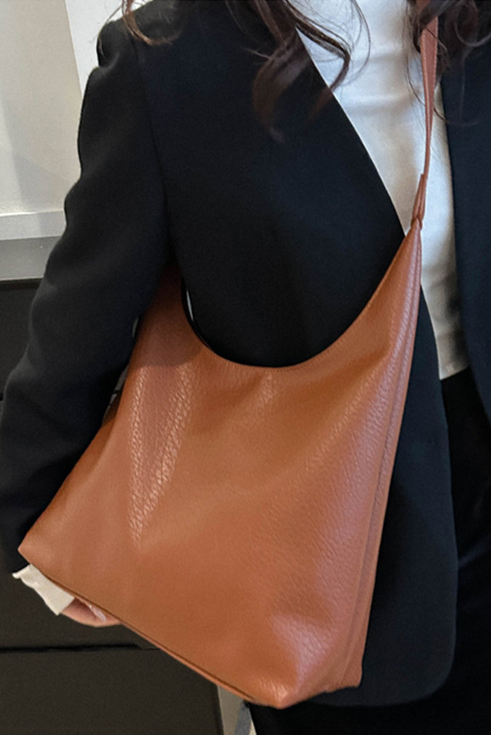 Coffee Adjustable Strap One Shoulder Leather Bag - loveforevers