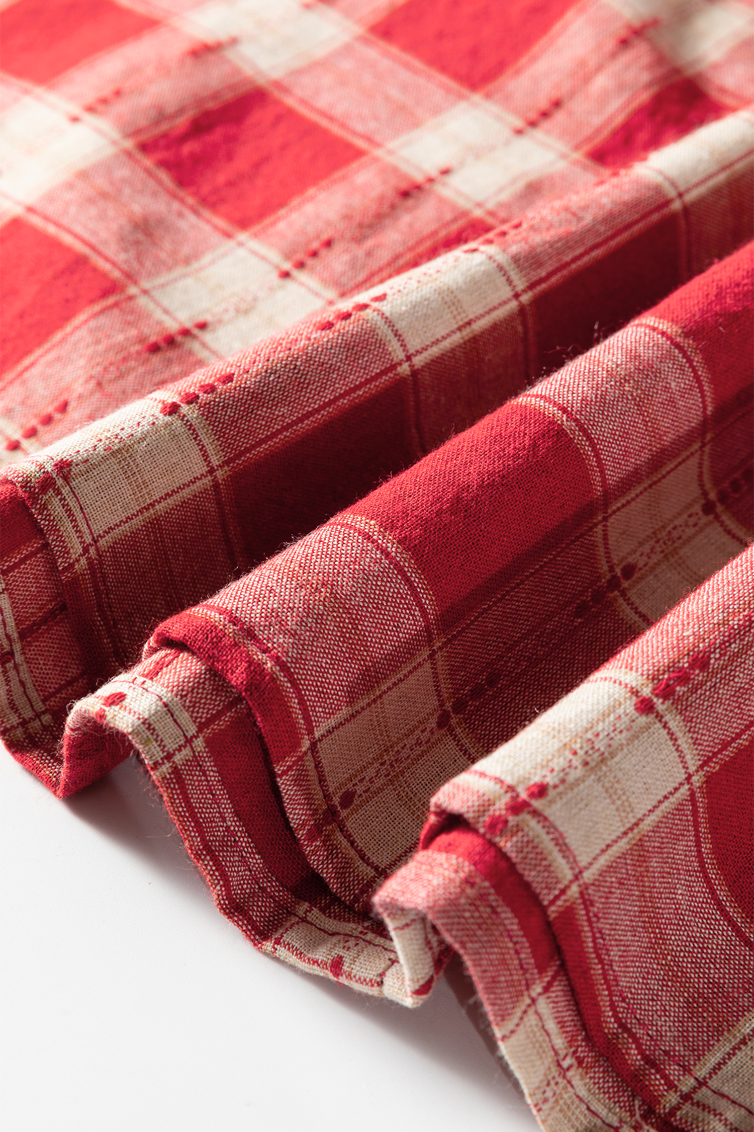 Red Plaid Print Smocked Puff Sleeve Mini Dress - loveforevers