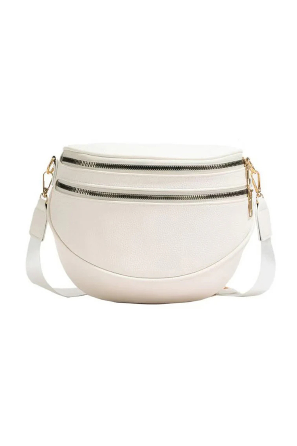 Cinnamon Double Zip Faux Leather Crossbody Bag - loveforevers