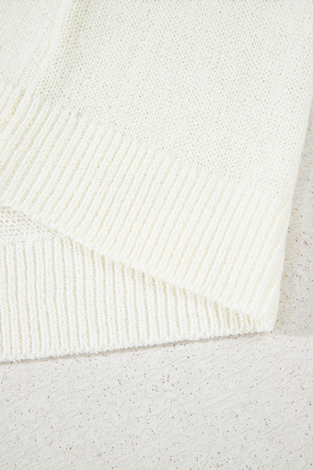 White Striped Pocketed Loose Fit Crewneck Knitted T Shirt - loveforevers