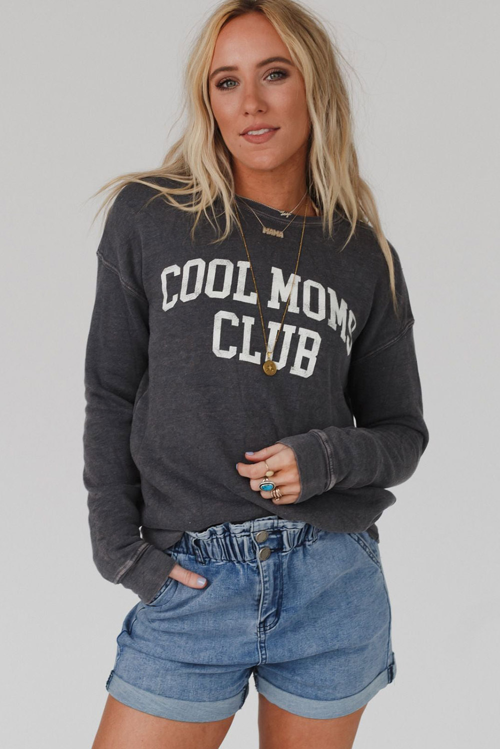 Gray COOL MOMS CLUB Drop Shoulder Sweatshirt - loveforevers