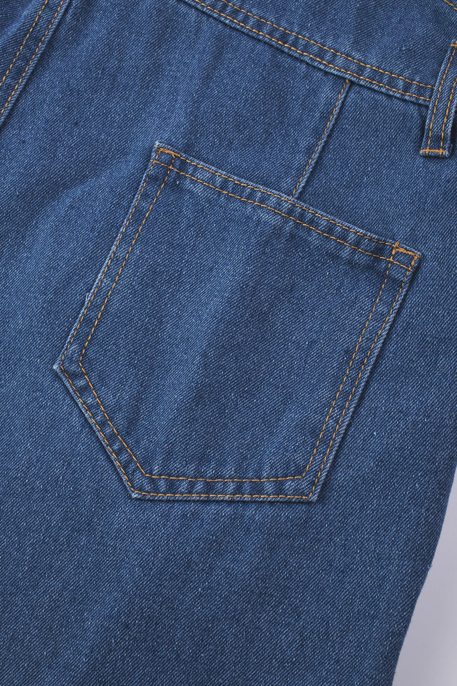 Light Blue Retro Bib Pocket Buckle Straps Casual Denim Jumpsuit - loveforevers