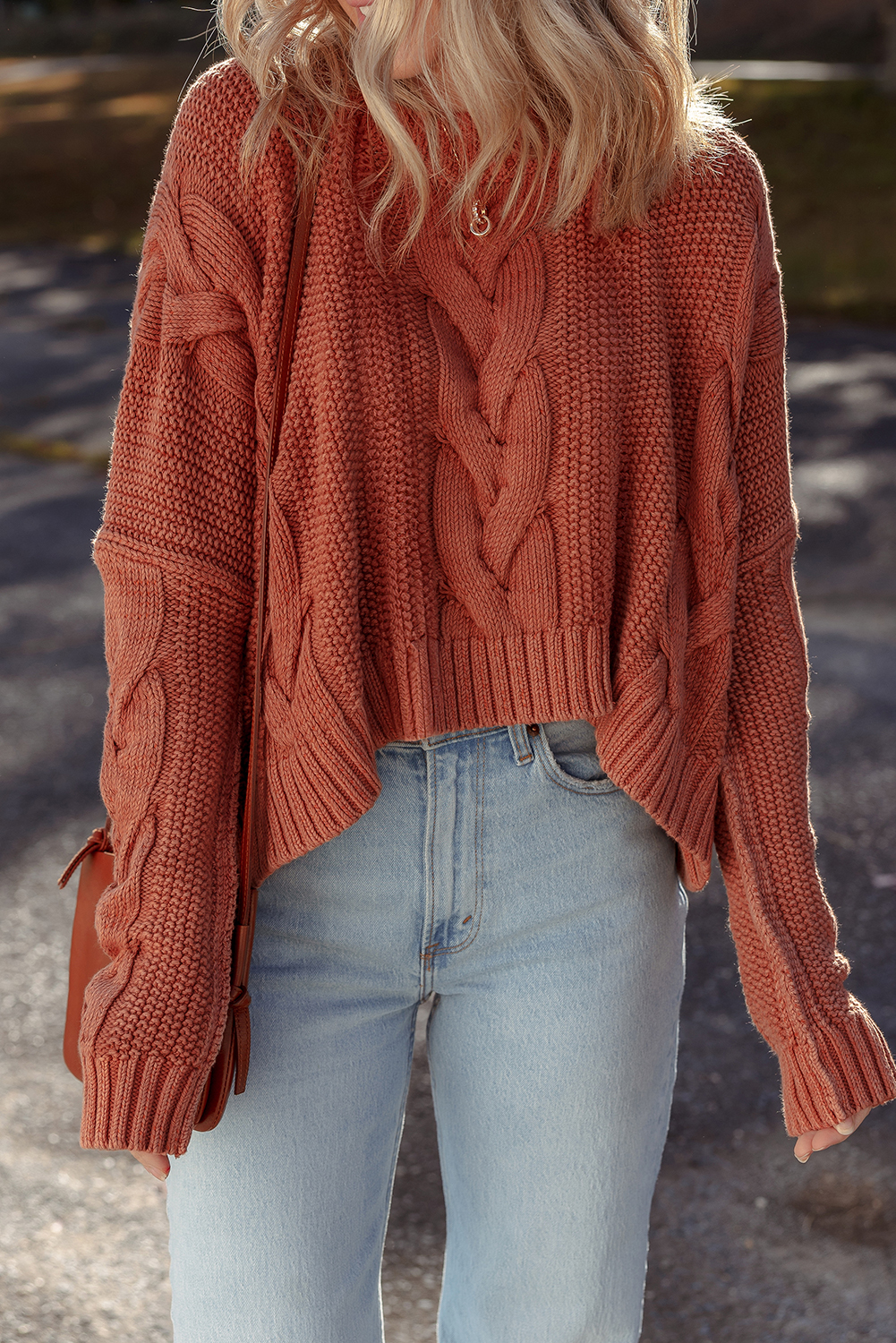Redwood Burl Chunky Fit Slouchy Textured Knit Sweater - loveforevers
