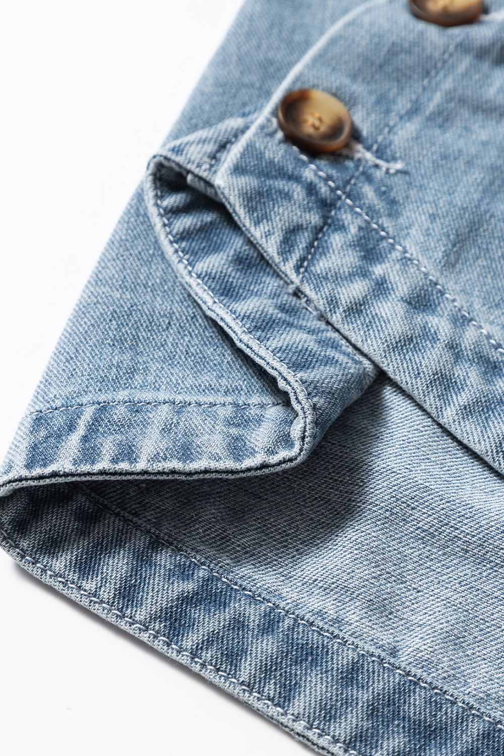 Dusk Blue Slit Buttons Pocketed Denim Jacket - loveforevers