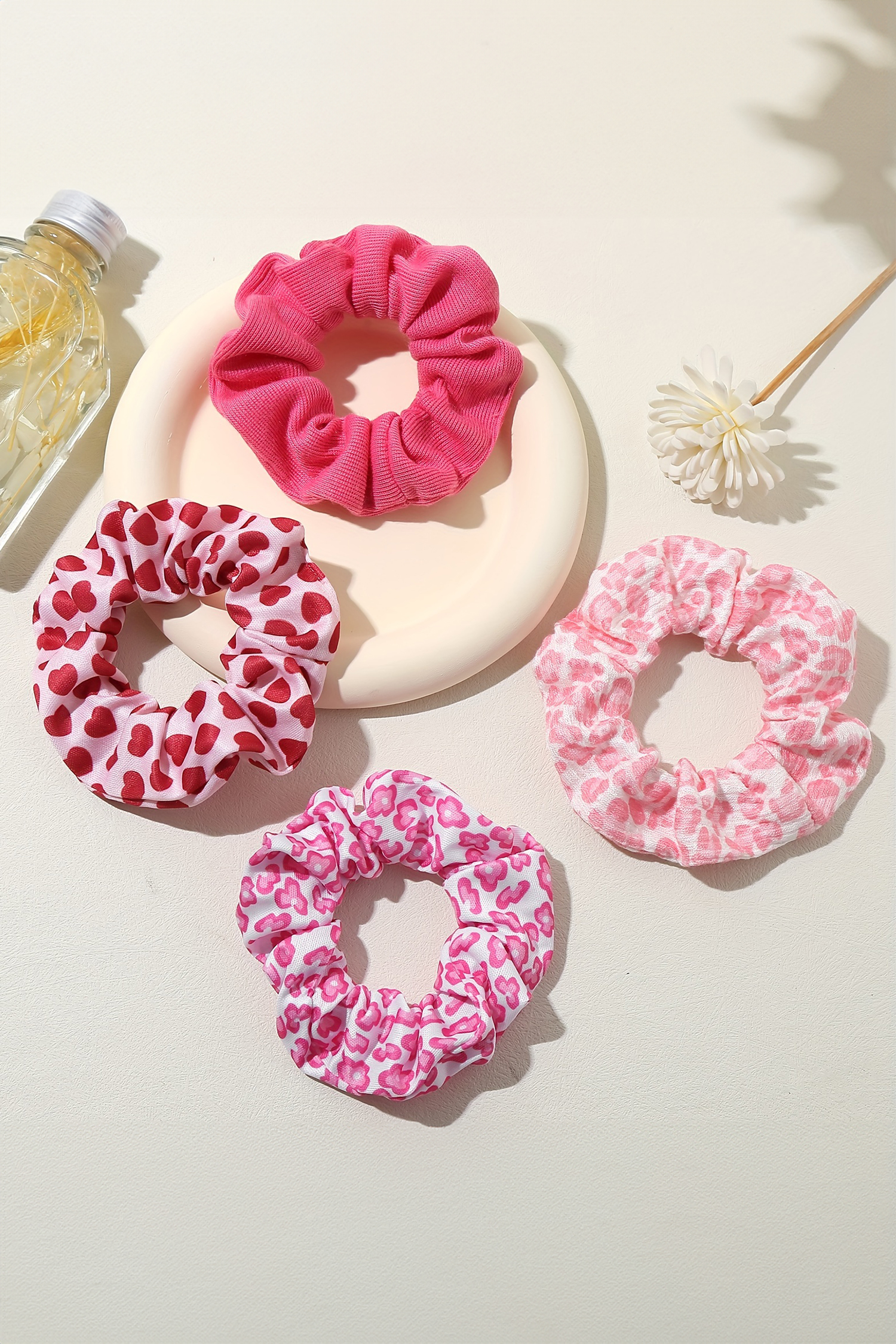 Fiery Red Valentines Day Sweet Heart Printed Scrunchie Hair Tie - loveforevers