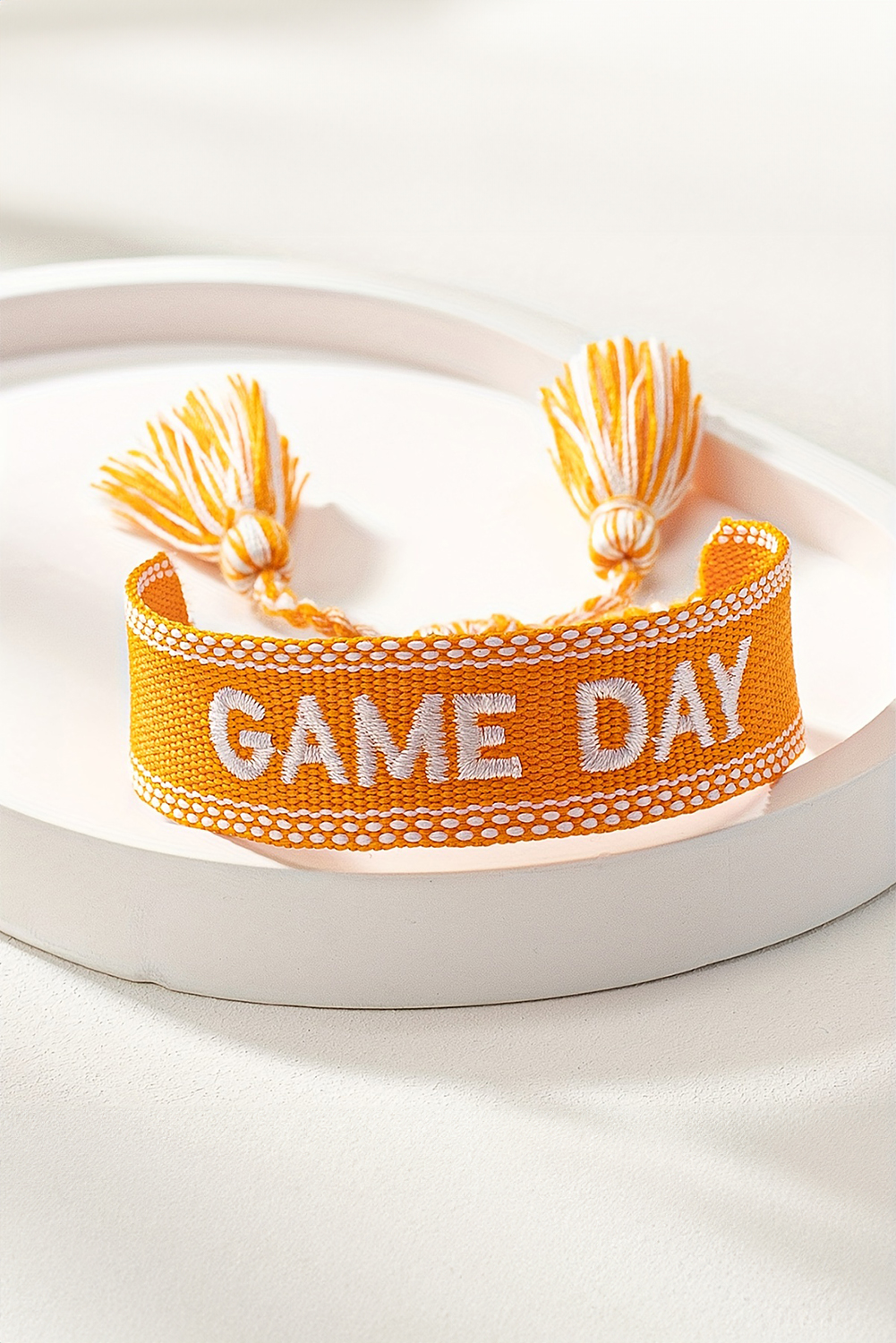 Ginger GAME DAY Embroidered Woven Tassel Decor Bracelet - loveforevers